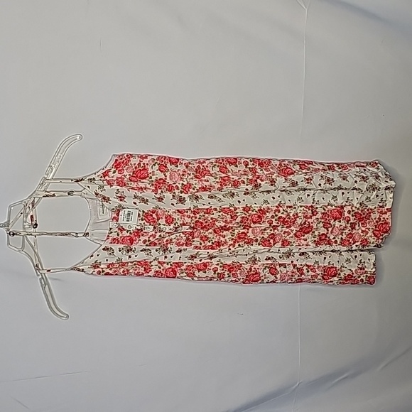 NWT Abercrombie & Fitch summer tea rose floral spagetti strap adjustable dress L - Picture 1 of 7